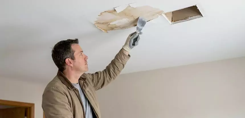 Ceiling Water Stain and Drywall Repair in Lone Jack