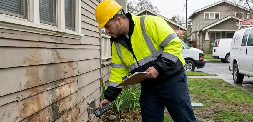 Water Damage Exterior Wall Lone Jack
